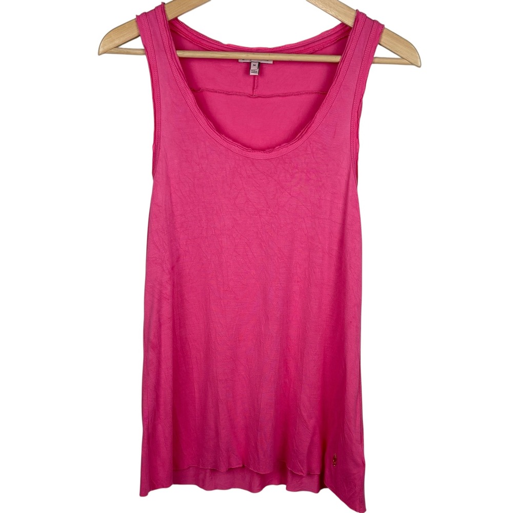 Juicy Couture Pink Tank Top Raw Hem Distressed‎ Logo Casual Women's Size M